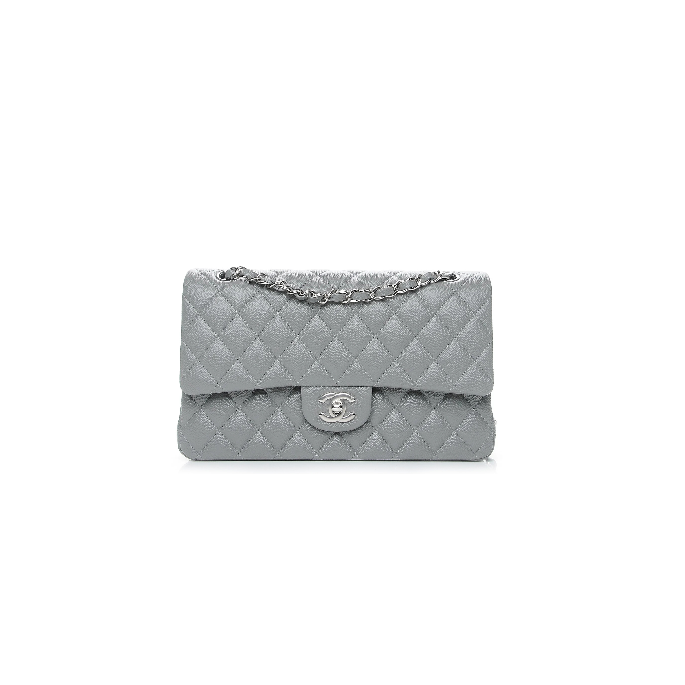 CHANEL MASTER CAVIAR QUILTED MEDIUM DOUBLE FLAP GREY 212974 (25*16*6cm)